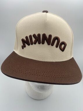 DUNKIN Upside Down Logo Two-Tone Brown and Cream Snapback Adult Hat